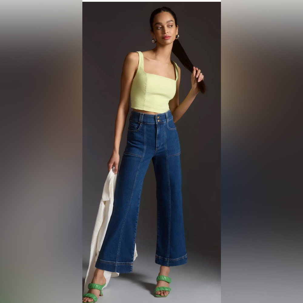 The Skipper Seamed High-Rise Crop Wide-Leg Jeans by Pilcro